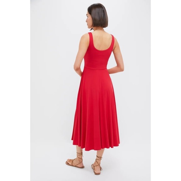 Tuckernuck POMANDER PLACE Red Leon Dress Scoop Neck Fit Flare Midi Pockets sz S - Picture 4 of 8